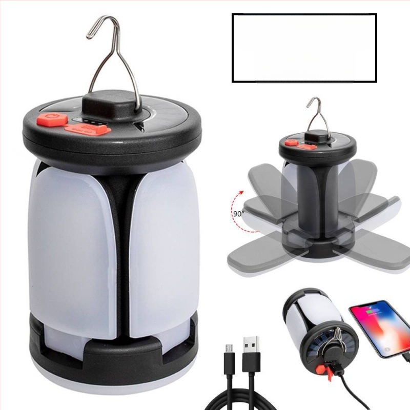 Piiriülene kuummüük valgustus kodukinkevalgusti päikeseenergial laetav LED-telgivalgusti kolmeleheküljeline neljaleheküljeline õues telgivalgusti