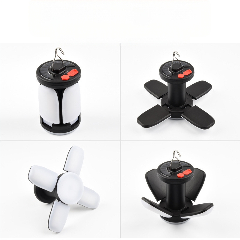 Piiriülene kuummüük valgustus kodukinkevalgusti päikeseenergial laetav LED-telgivalgusti kolmeleheküljeline neljaleheküljeline õues telgivalgusti