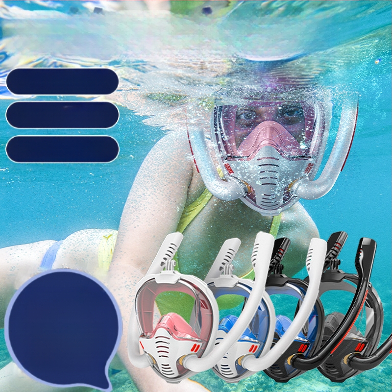 Divcauruļu niršanas maska, pilnas sejas niršana, pilnībā sausa dubultā snorkelēšanas maska, snorkelēšanas un peldēšanas maska, pret miglošanos, augstas izšķirtspējas