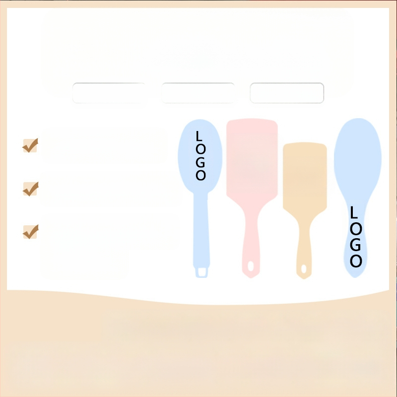 Karšto pardavimo tuščiavidurės šonkaulių šukos ovalios masažinės šukos macaron spalvos uodų spiralės šukos logotipo spausdinimas plastikinės šukos didmeninė prekyba