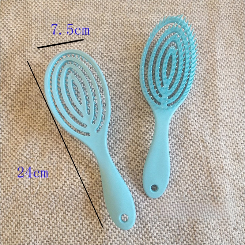 Karšto pardavimo tuščiavidurės šonkaulių šukos ovalios masažinės šukos macaron spalvos uodų spiralės šukos logotipo spausdinimas plastikinės šukos didmeninė prekyba