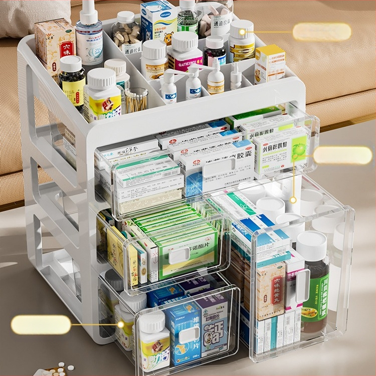 Gyógyszeres doboz háztartási gyógyszerhez Gyógyszertároló doboz Gyógyszeres doboz háztartási nagy kapacitású többrétegű fiókos típusú orvosi kis gyógyszeres doboz