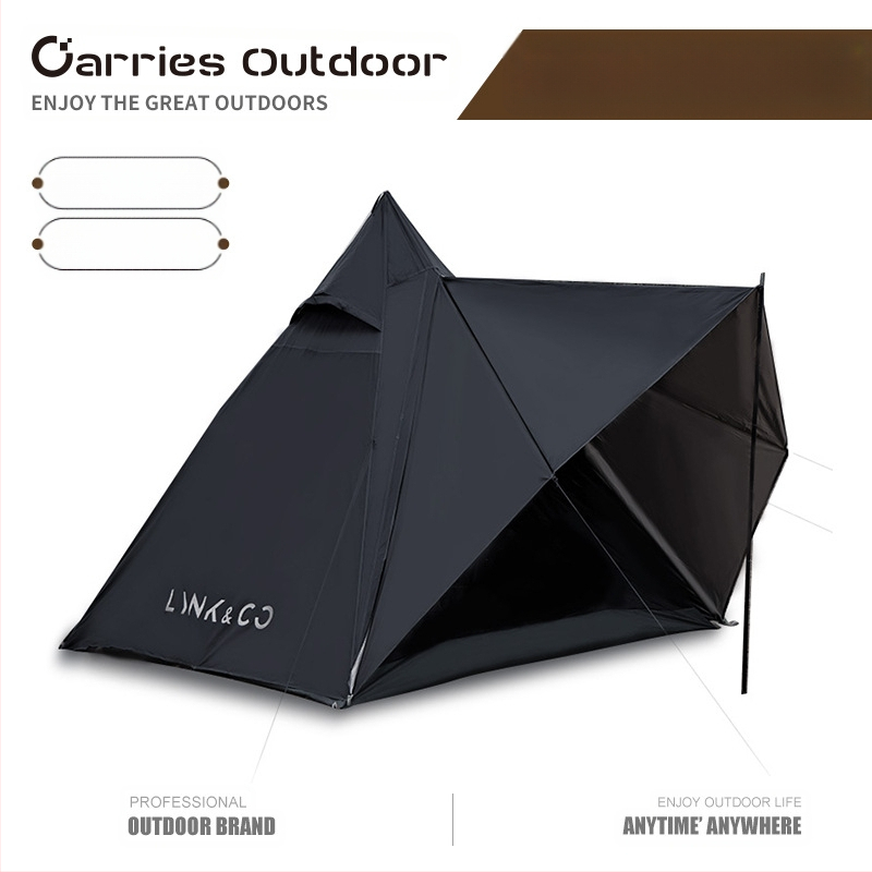 Tootja hulgimüügist pärit välistingimustes kasutatav kahekihiline sise- ja välistelk, tornitüüpi telk, vihmakindel must sõdalase püramiidtelk mitmele inimesele