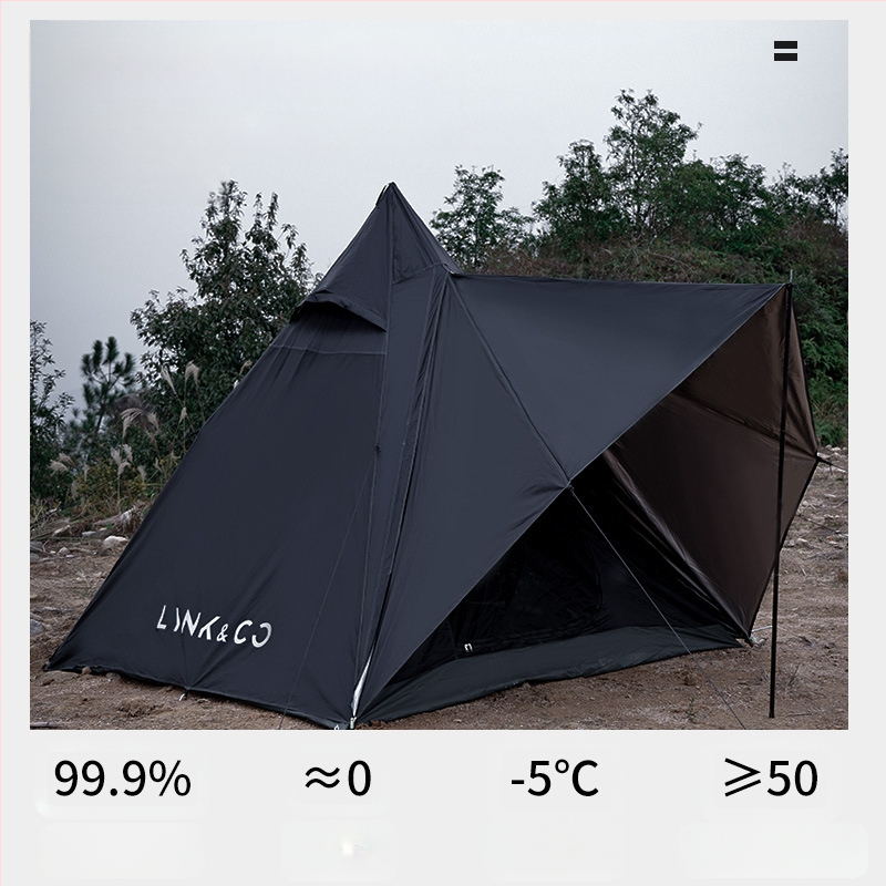 Tootja hulgimüügist pärit välistingimustes kasutatav kahekihiline sise- ja välistelk, tornitüüpi telk, vihmakindel must sõdalase püramiidtelk mitmele inimesele