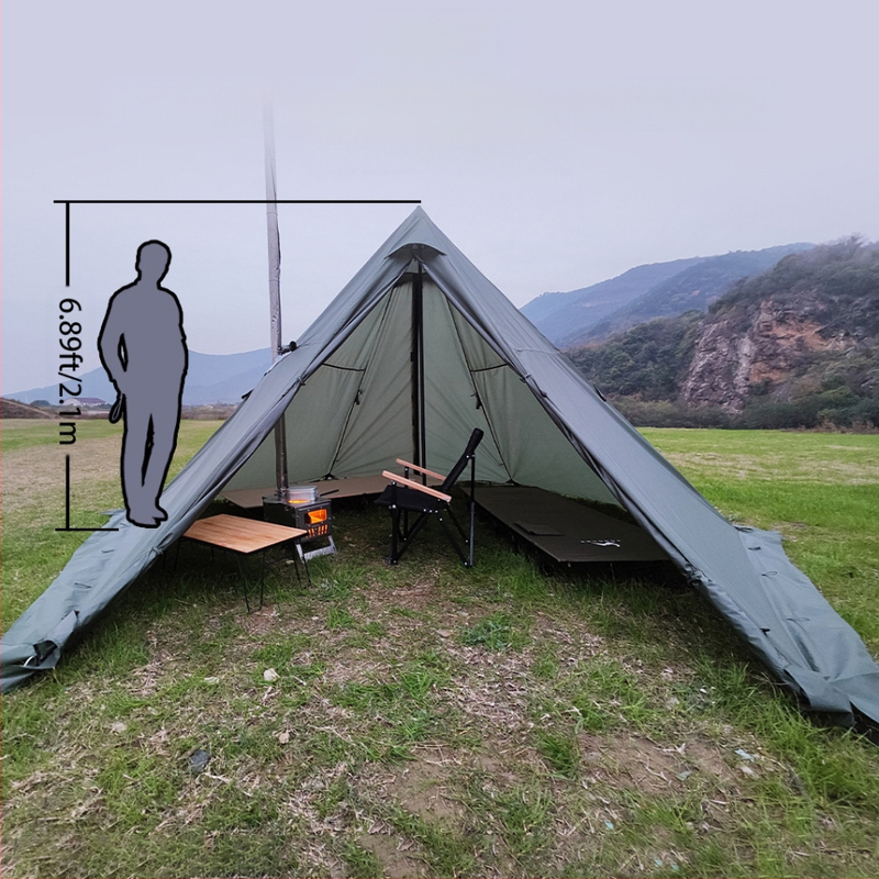 Välistingimustes telkimiseks mõeldud kuusnurkne püramiidtelk India telk päikesekaitsega veekindel torniga telk varikatusega telkimisvarustus