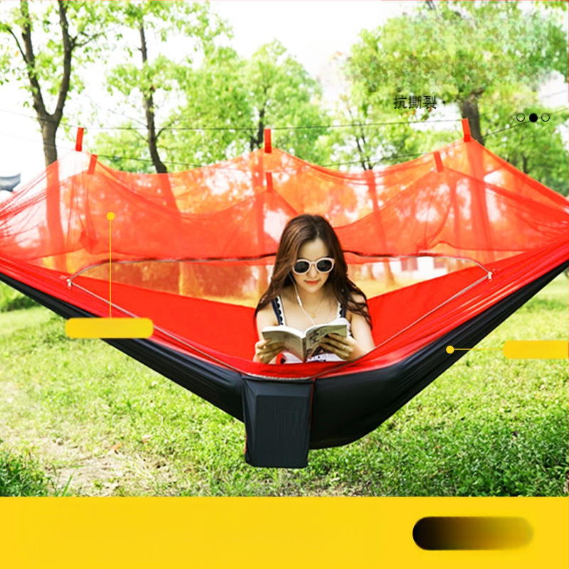 Automātiski ātri atverams moskītu tīkls šūpuļtīkls pret odiem, vienvietīgs, divvietīgs, neilona, izpletņlēciena auduma šūpuļtīkls, āra kempinga piederumi