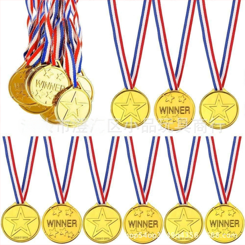 Prekogranična plastična zlatna medalja za igračke, dječja igračka za zabavu, dječja medalja s pet zvjezdica i sigurnosnom kopčom