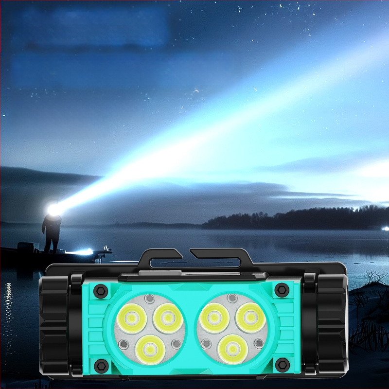 Daugiafunkcinis lauko kempingo įkrovimo priekinis žibintas, 6LED, paryškintas lengvas magnetinis galvos žibintas, statybvietės šalmo kasybos lempa