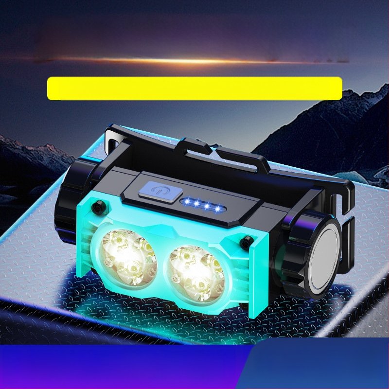 Daugiafunkcinis lauko kempingo įkrovimo priekinis žibintas, 6LED, paryškintas lengvas magnetinis galvos žibintas, statybvietės šalmo kasybos lempa