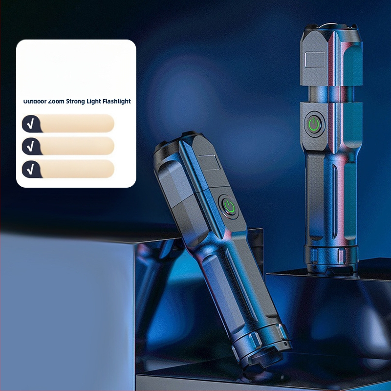 Határokon átnyúló népszerű zoom zseblámpa erős fényű újratölthető otthoni kültéri hordozható tartós nagy hatótávolságú ultrafényes LED zseblámpa
