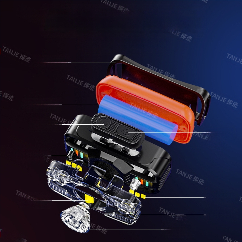 Határokon átnyúló intelligens indukciós kis fényszóró, többfunkciós, több fényforrással tölthető kültéri fejre szerelhető zseblámpa, éjszakai horgászlámpa nagykereskedelemben