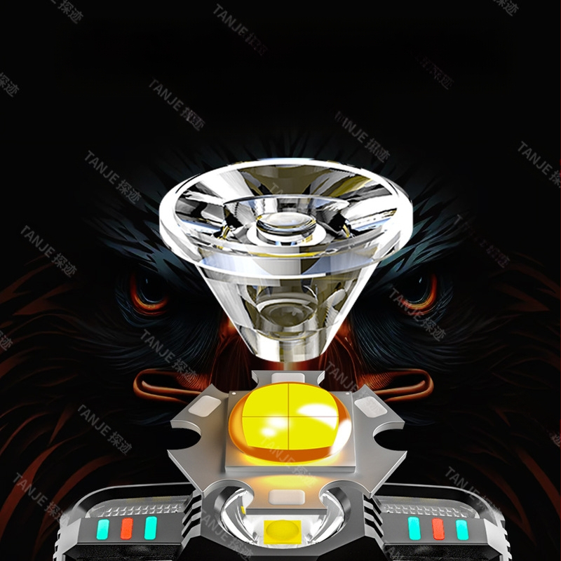 Határokon átnyúló intelligens indukciós kis fényszóró, többfunkciós, több fényforrással tölthető kültéri fejre szerelhető zseblámpa, éjszakai horgászlámpa nagykereskedelemben