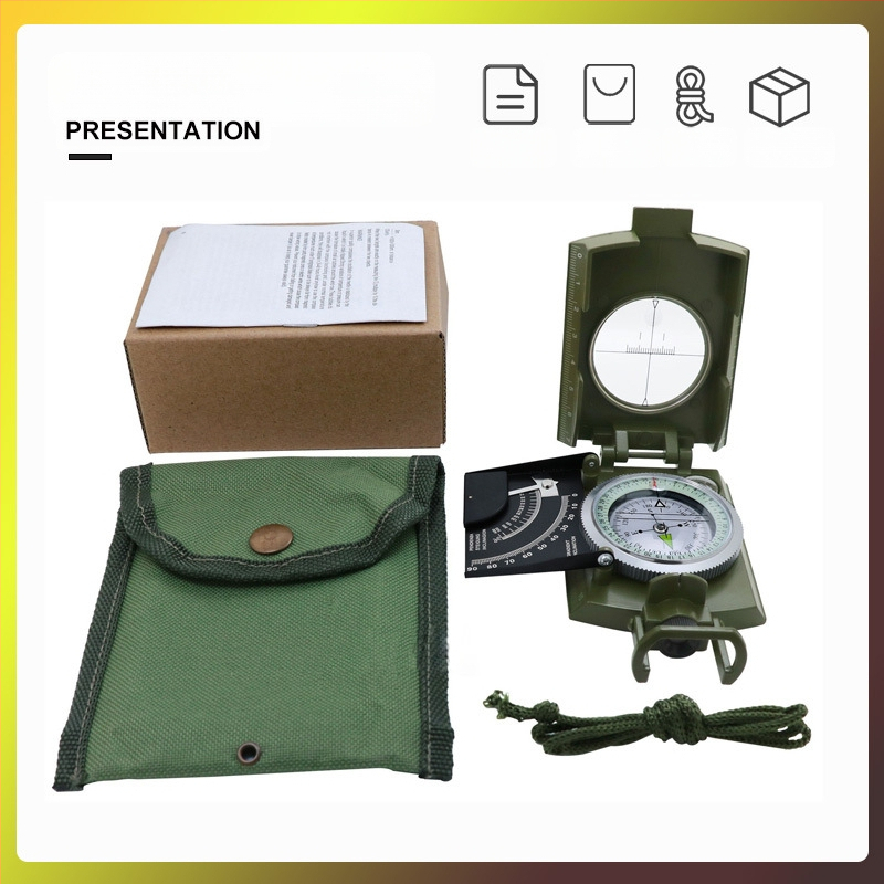 Gamintojo K4074 lydinio kompasas, didelio tikslumo daugiafunkcis šviečiantis išgyvenimo lauko kompasas su nuolydžio matuokliu