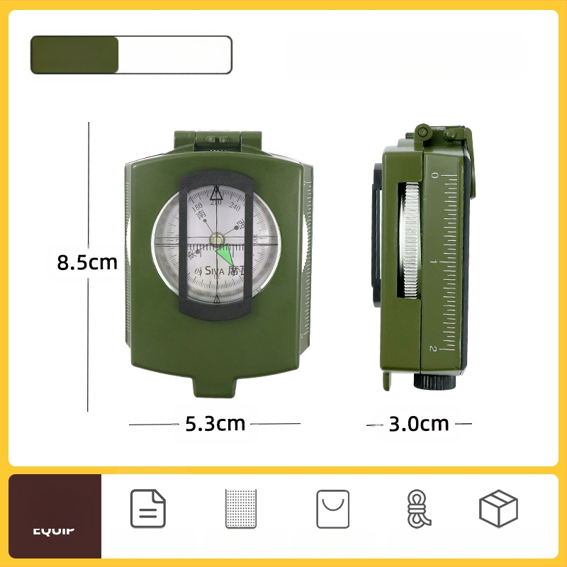 Gamintojo K4074 lydinio kompasas, didelio tikslumo daugiafunkcis šviečiantis išgyvenimo lauko kompasas su nuolydžio matuokliu