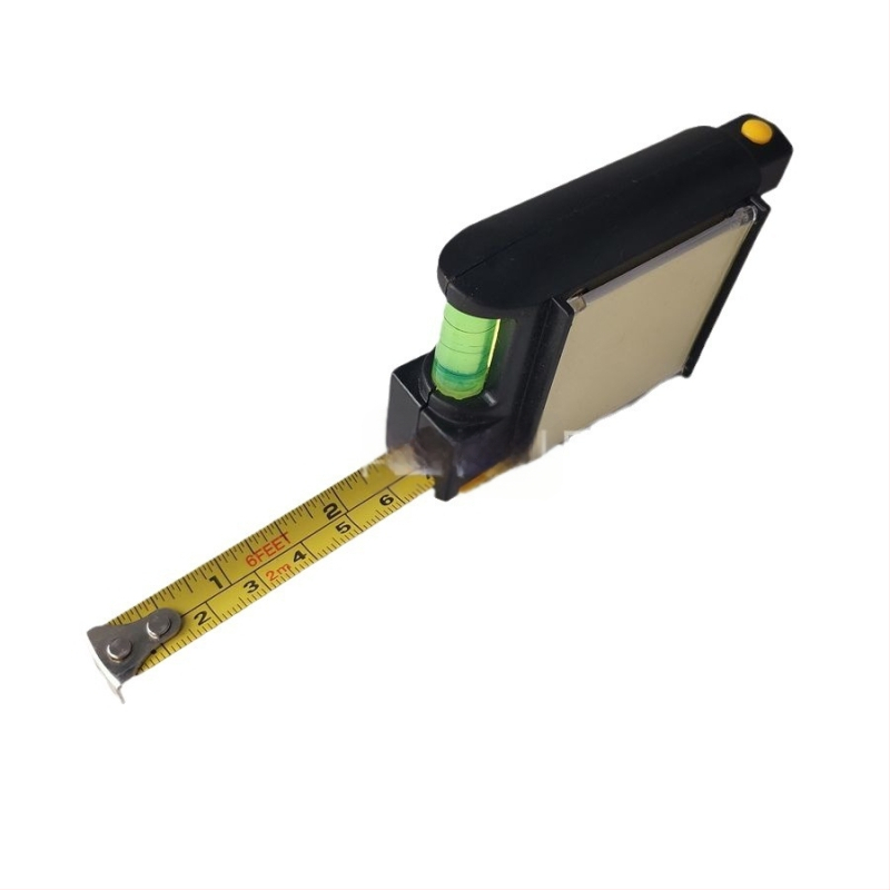 Daugiafunkcinė matavimo juosta su lygio matuokliu, juosta su užrašu, tušinukas, matavimo juosta 2 m, 3 m matavimo įrankis