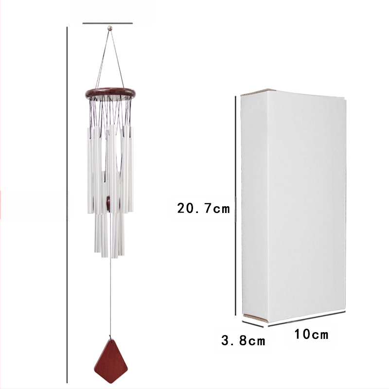 Piiriülene kahekihiline alumiiniumtorust tuulekell, loominguline 12-toruline täispuidust metallist tuulekell, koduripats, puidust kaunistused, käsitöö