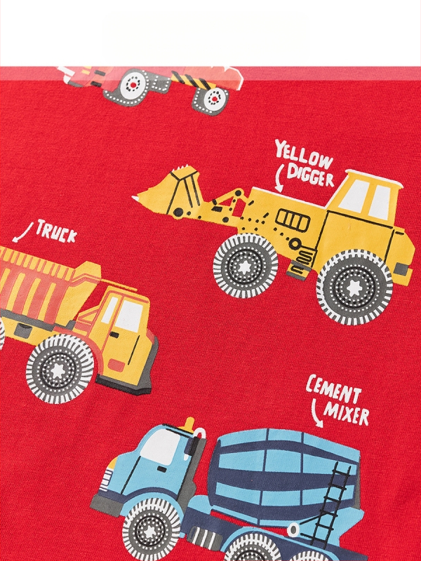 Európai és amerikai 2025-ös fiú nyári rövid ujjú, tiszta pamut mintás gyerek póló, piros felsők, fiúk nagykereskedelmi gyerekruházata, divatos gyerekruha