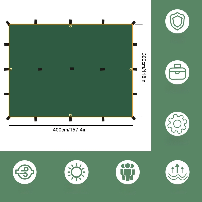 Āra kempinga daudzfunkcionāla kvadrātveida nojumes telts, lietus necaurlaidīga, saules aizsardzība, sudrabots nojume, kempinga grila nojume