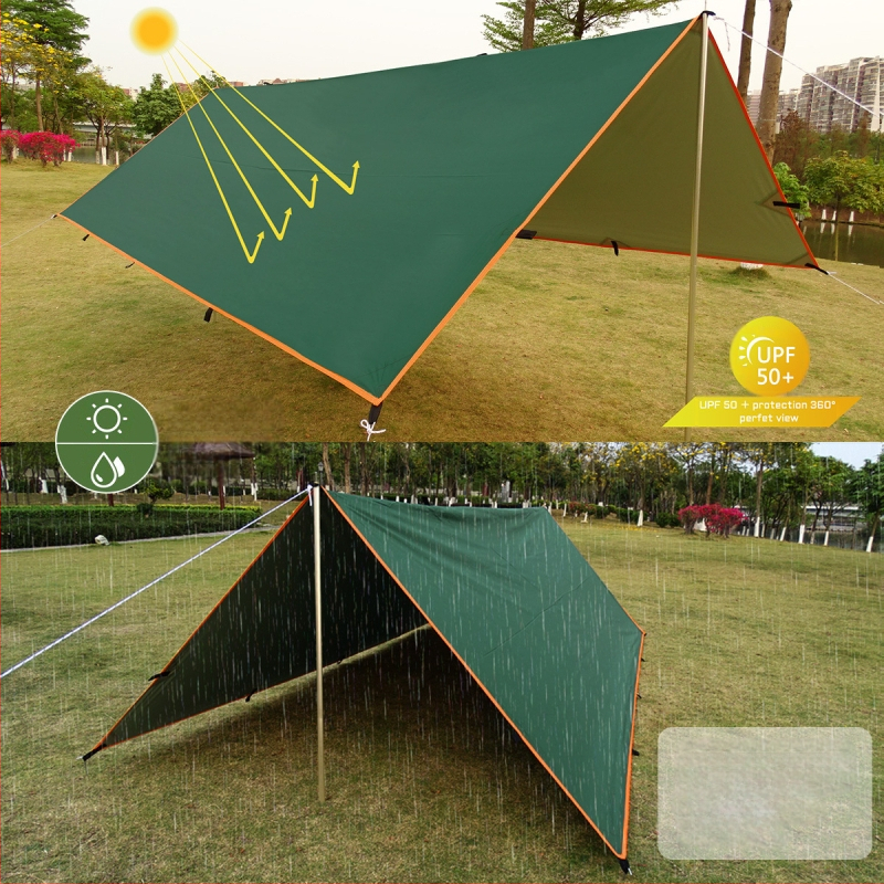 Āra kempinga daudzfunkcionāla kvadrātveida nojumes telts, lietus necaurlaidīga, saules aizsardzība, sudrabots nojume, kempinga grila nojume