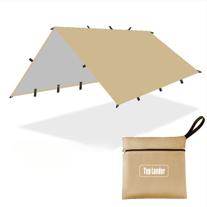 Āra kempinga daudzfunkcionāla kvadrātveida nojumes telts, lietus necaurlaidīga, saules aizsardzība, sudrabots nojume, kempinga grila nojume