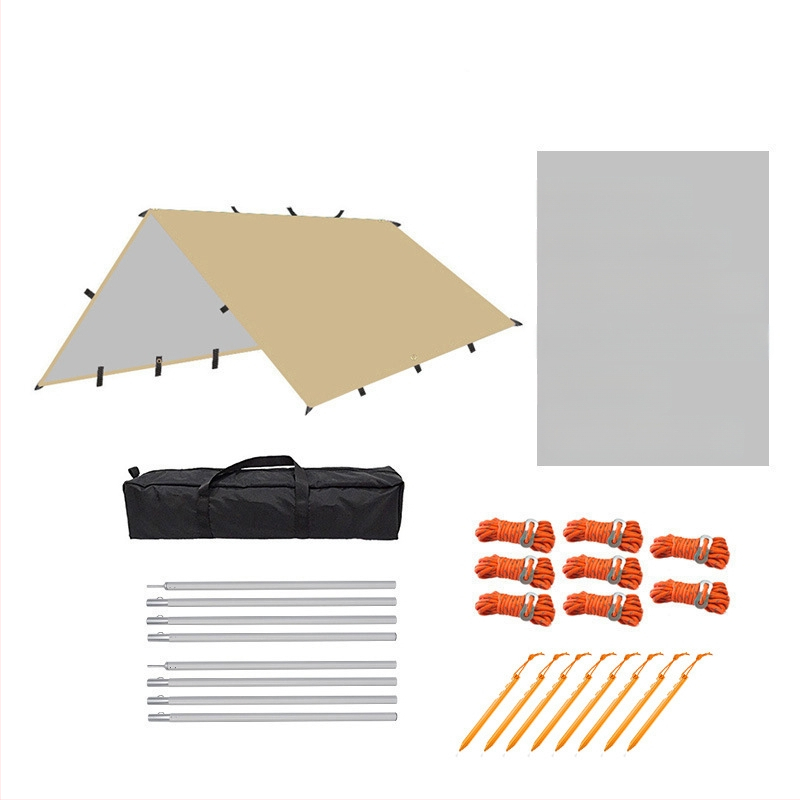Āra kempinga daudzfunkcionāla kvadrātveida nojumes telts, lietus necaurlaidīga, saules aizsardzība, sudrabots nojume, kempinga grila nojume