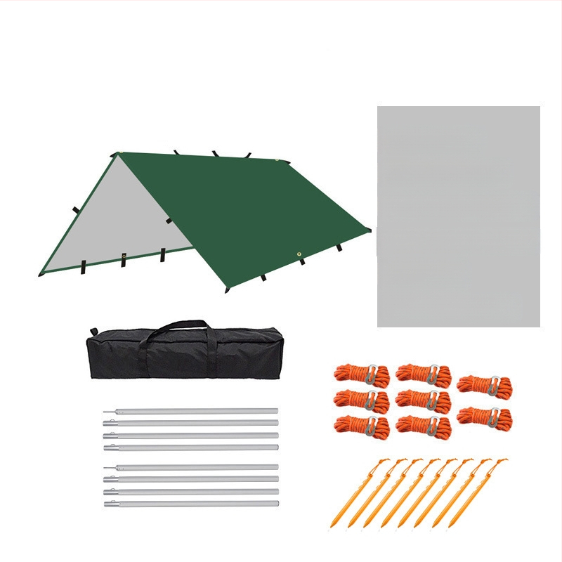 Āra kempinga daudzfunkcionāla kvadrātveida nojumes telts, lietus necaurlaidīga, saules aizsardzība, sudrabots nojume, kempinga grila nojume