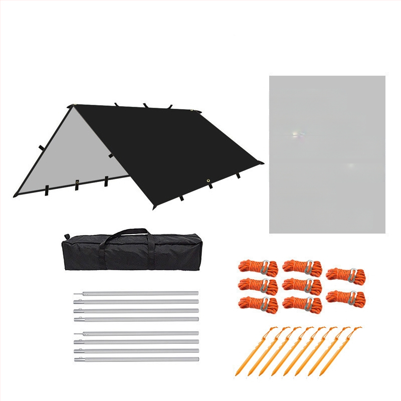 Āra kempinga daudzfunkcionāla kvadrātveida nojumes telts, lietus necaurlaidīga, saules aizsardzība, sudrabots nojume, kempinga grila nojume