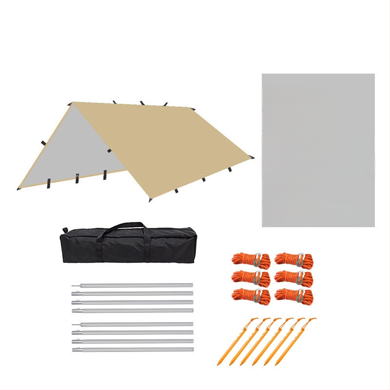 Āra kempinga daudzfunkcionāla kvadrātveida nojumes telts, lietus necaurlaidīga, saules aizsardzība, sudrabots nojume, kempinga grila nojume