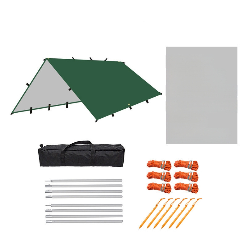 Āra kempinga daudzfunkcionāla kvadrātveida nojumes telts, lietus necaurlaidīga, saules aizsardzība, sudrabots nojume, kempinga grila nojume