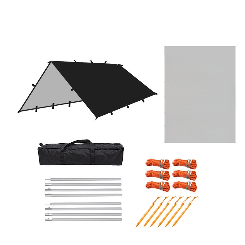 Āra kempinga daudzfunkcionāla kvadrātveida nojumes telts, lietus necaurlaidīga, saules aizsardzība, sudrabots nojume, kempinga grila nojume