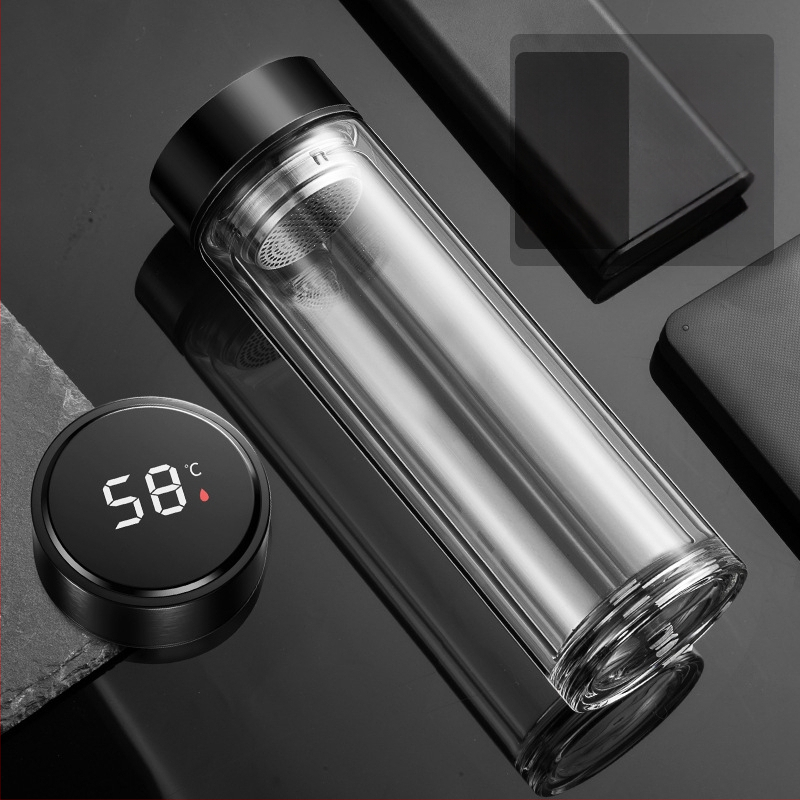 BK9K Nagykereskedelmi Okos Dupla Üveges Vízpohár Férfi Otthoni Kényelmes Teáspohár Nagy Kapacitású, Magas Hőmérsékletnek Ellenálló Tea