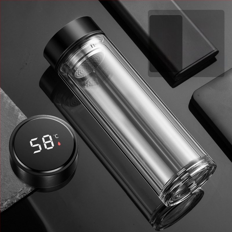 BK9K Nagykereskedelmi Okos Dupla Üveges Vízpohár Férfi Otthoni Kényelmes Teáspohár Nagy Kapacitású, Magas Hőmérsékletnek Ellenálló Tea