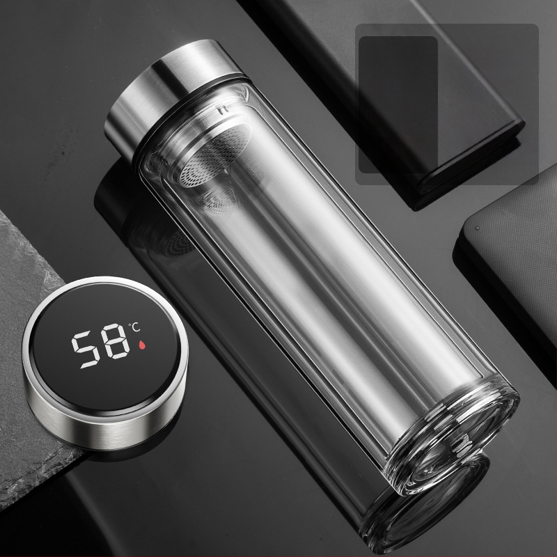 BK9K Nagykereskedelmi Okos Dupla Üveges Vízpohár Férfi Otthoni Kényelmes Teáspohár Nagy Kapacitású, Magas Hőmérsékletnek Ellenálló Tea