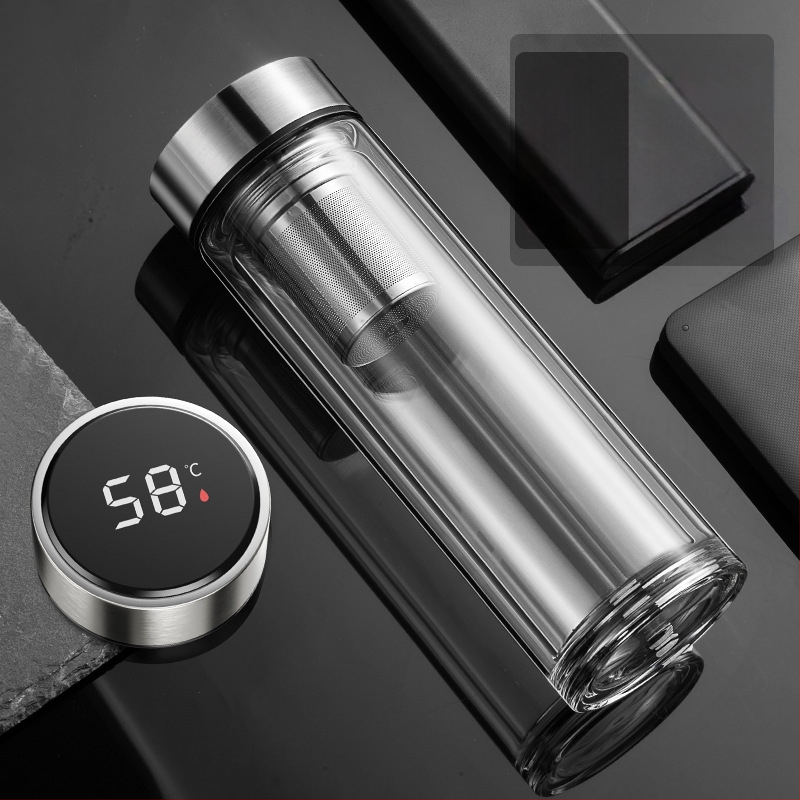 BK9K Nagykereskedelmi Okos Dupla Üveges Vízpohár Férfi Otthoni Kényelmes Teáspohár Nagy Kapacitású, Magas Hőmérsékletnek Ellenálló Tea