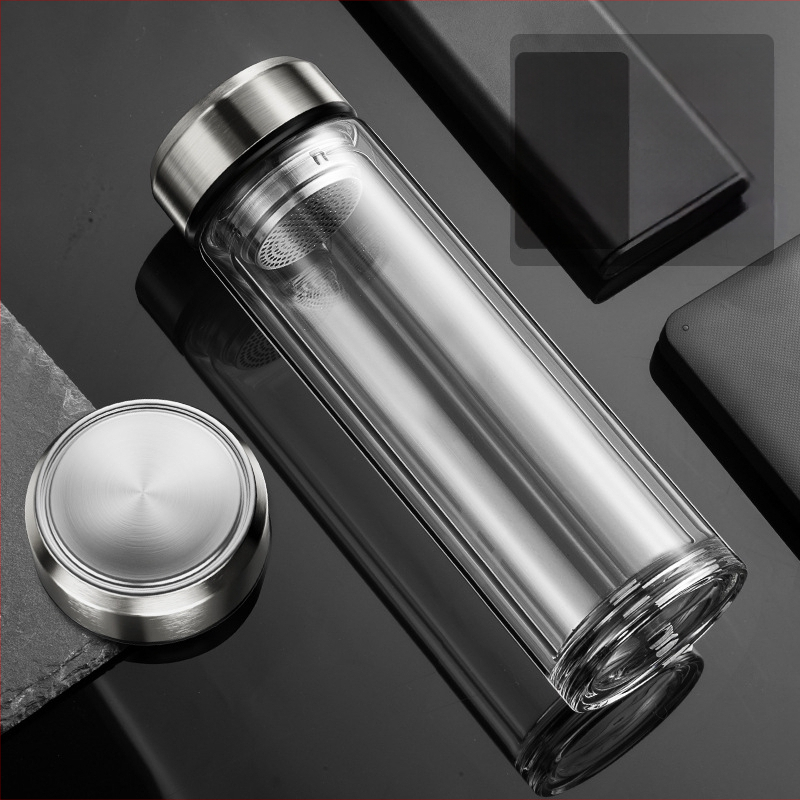 BK9K Nagykereskedelmi Okos Dupla Üveges Vízpohár Férfi Otthoni Kényelmes Teáspohár Nagy Kapacitású, Magas Hőmérsékletnek Ellenálló Tea