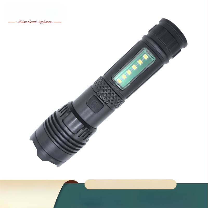 Piiriülene uus tugeva valgusega USB-laetav taskulamp suum pikamaa välistingimustes valgustusega telkimis-COB küljevalgustusega taskulamp