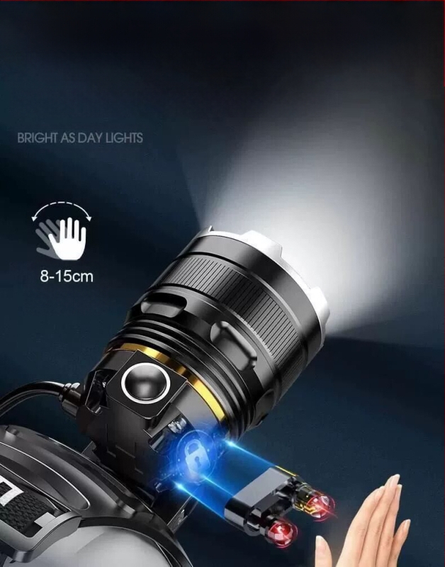 Piiriülene HP15 suum-induktsiooniga esitulega pea külge kinnitatav taskulamp kaevurilamp öiseks kalapüügiks õues pikamaa P50 ksenoonlamp