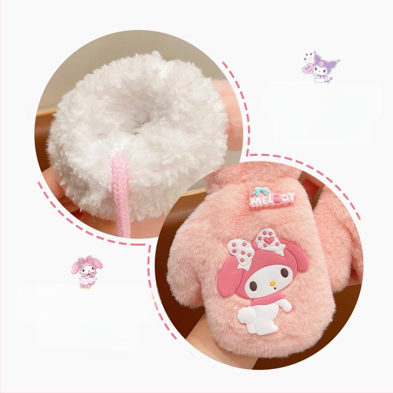 „Sanrio“ kūdikių kaklo pakabinamos pirštinės, šiltos, sustorintos, berniukams ir mergaitėms, mielos, viską įskaičiuojančios, ėriuko aksomo, atsparios vėjui, pirštų uždangalai.