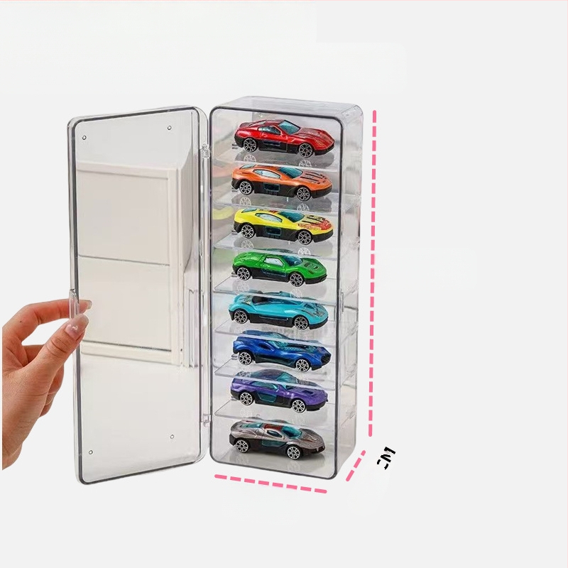 Játékautó modell tárolódoboz vitrin szekrény tároló állvány Tomeka Hot Wheels átlátszó akril tárolódoboz