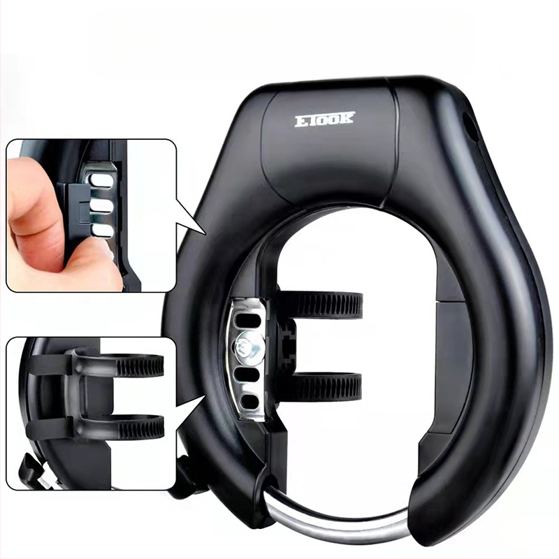 „Cross Border“ dviračio juodas rakto užraktas, didelis užraktas, pasagos formos fiksuotas krabų spaustukas, patogus dviračio užraktas, dviračių reikmenys