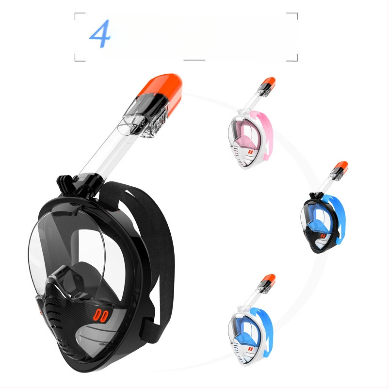 Маска за шнорхелинг, силиконова маска за цялото лице Three Treasures, напълно сух водолазен костюм, защита от задавяне