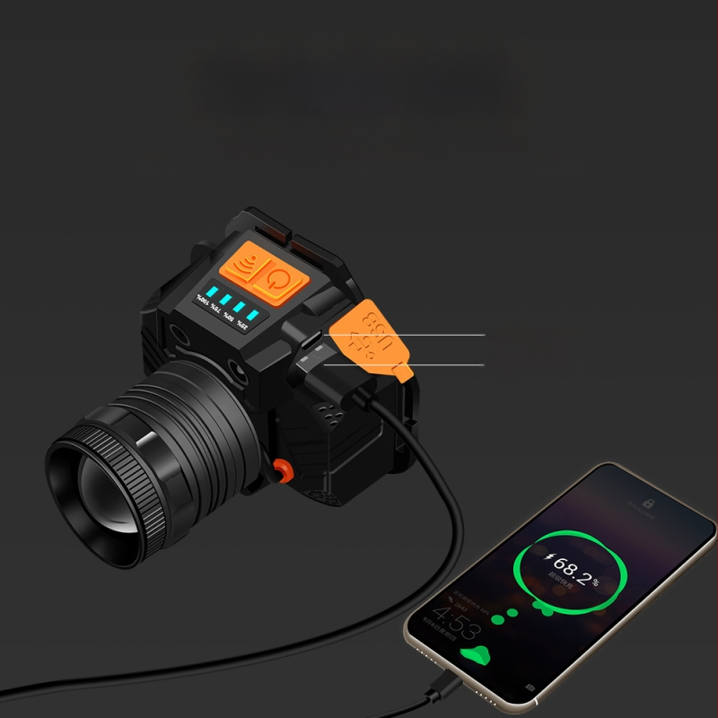 Határokon átnyúló LED gesztus indukciós fényszóró forgó zoom fényszóró USB töltés erős fény kültéri éjszakai horgászathoz vízálló kis fényszóró