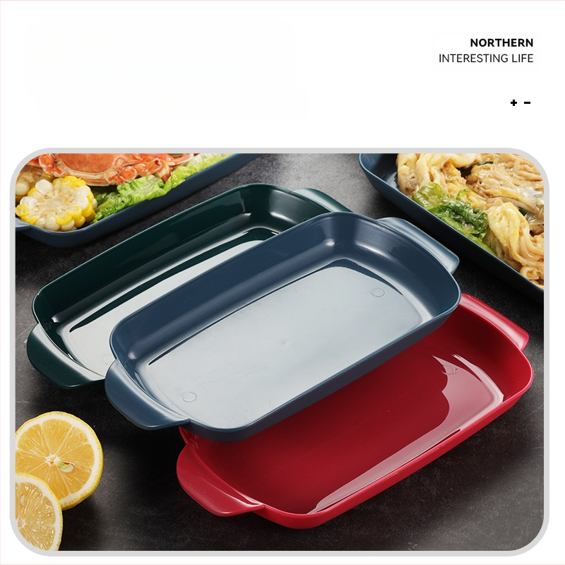 Rizses tányér, grill tányér, forró edény, éttermi étel, különleges téglalap alakú műanyag tányér, kereskedelmi háztartási rizses tányér, binaurális