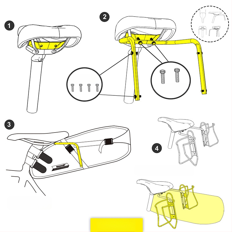 Rhinowalk Rhinoceros kerékpár kulacstartó hosszabbító kerékpár faroktáska tartó hátsó táska tartó