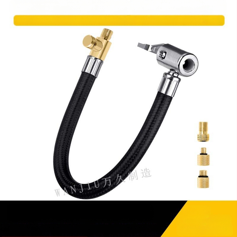 Pompa de aer auto poate fi dezumflată, tub de extensie rapid, extensie rapidă a țevii de aer, țeavă de aer, presare din cupru, mâner de blocare, fără scurgeri de aer