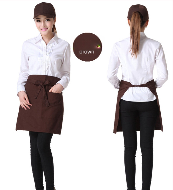 Tehasevalmis poolpikk köögipõll, lühike poolpikk kelneripõll trükitud logoga kolme taskuga