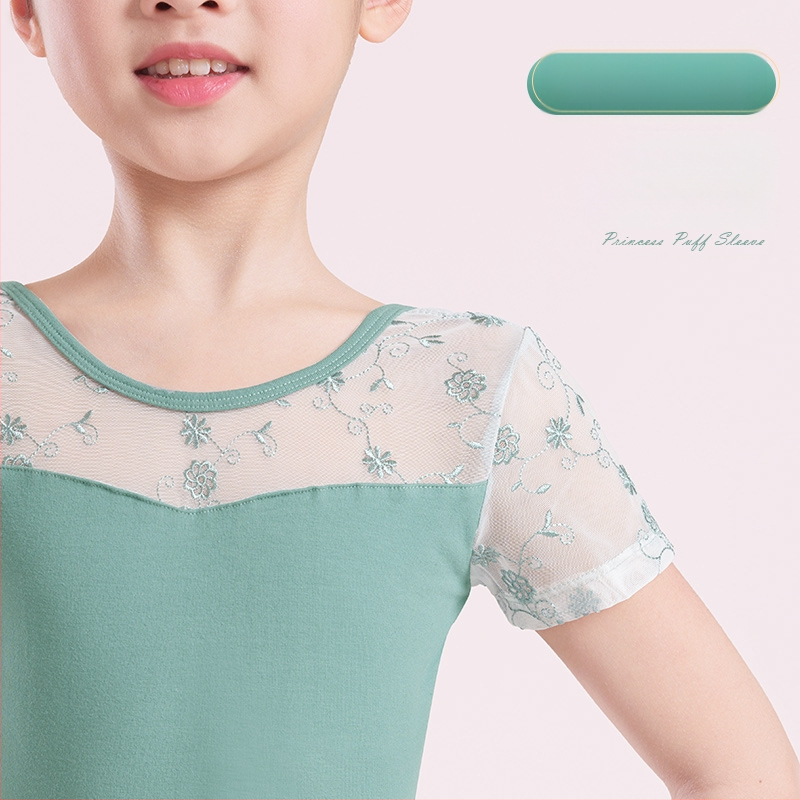 Детско облекло за танци, дамско, лятно облекло с къс ръкав за момичета, еднокомпонентно, бродирано, за балет, тестово облекло за танци