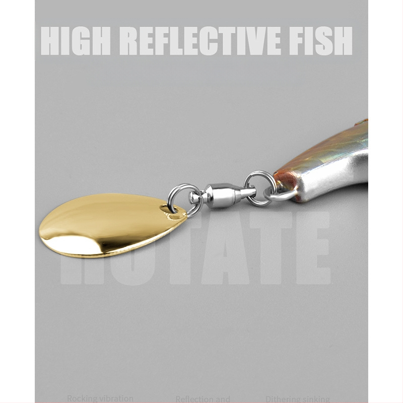 „VIB Luya“ masalas, mažas sūkurinis kabliukas su besisukančiais blizgučiais, metalinis ilgo veikimo kostiumas netikram masalui, lengva jūrinė žvejyba, užmauta ešerys