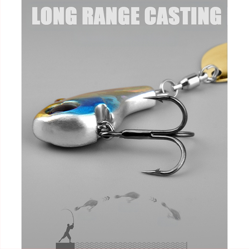 „VIB Luya“ masalas, mažas sūkurinis kabliukas su besisukančiais blizgučiais, metalinis ilgo veikimo kostiumas netikram masalui, lengva jūrinė žvejyba, užmauta ešerys