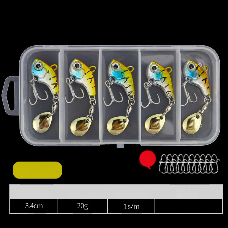 „VIB Luya“ masalas, mažas sūkurinis kabliukas su besisukančiais blizgučiais, metalinis ilgo veikimo kostiumas netikram masalui, lengva jūrinė žvejyba, užmauta ešerys